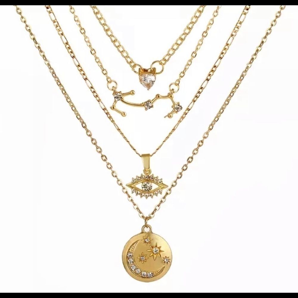 Multi-Layer Crystal Moon Necklace 